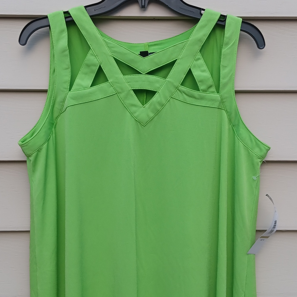 KARIN STEVENS Lime Green Sleeveless Dress - 14